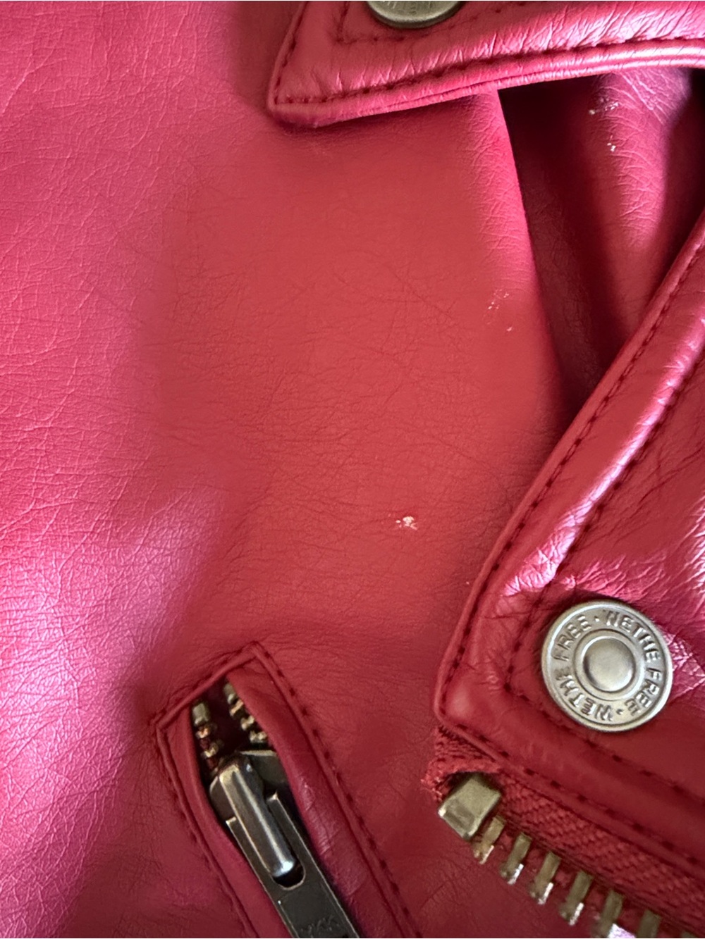 We The Free Wine-Red Faux Leather Moto Jacket - Picture 4 of 4